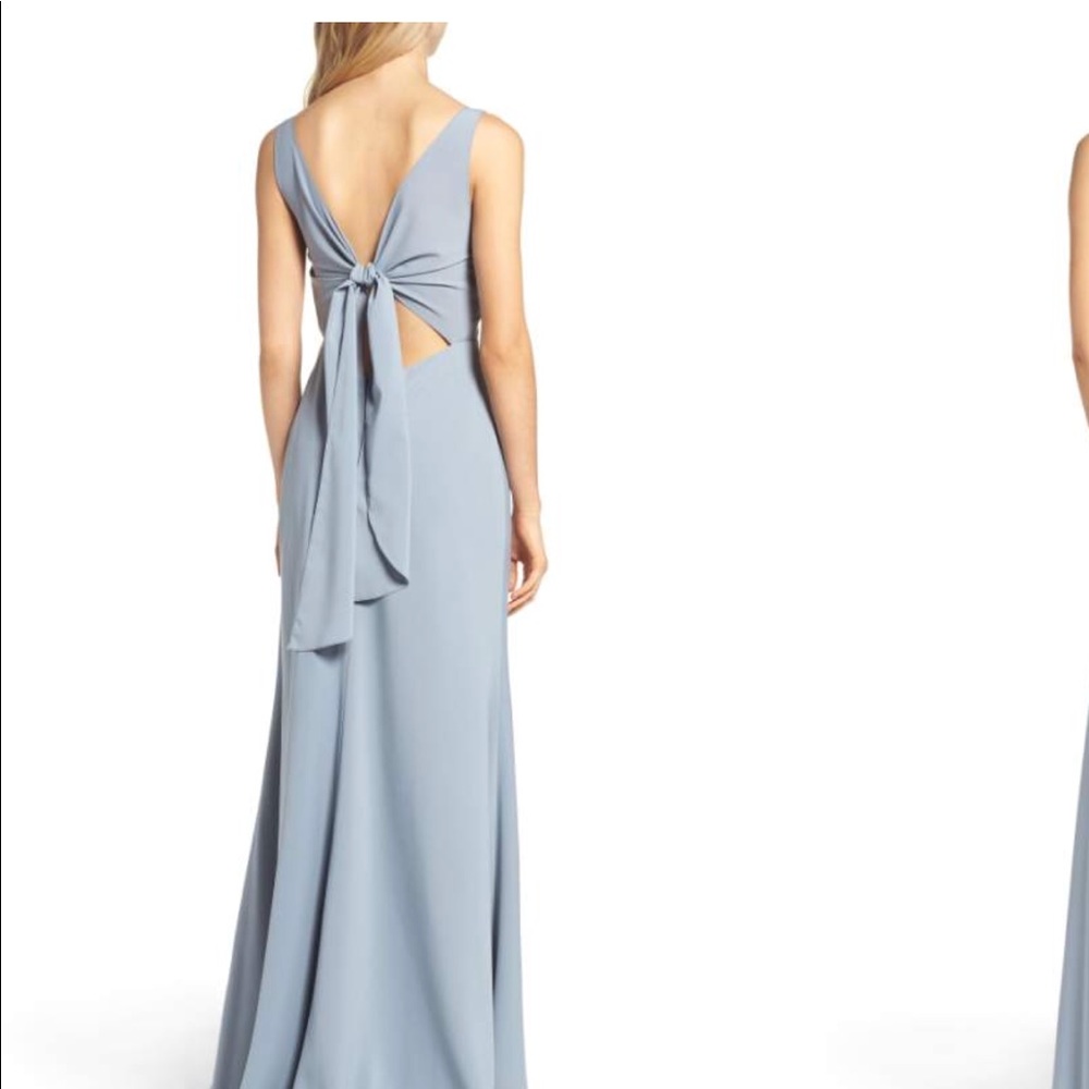 Jenny Yoo Delaney Tie Back Dress in Denmark blue